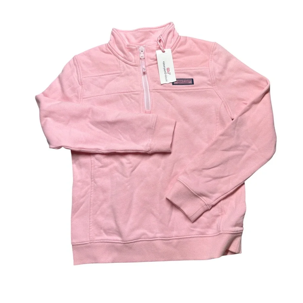 Vineyard Vines Girls Classic Shep Shirt Pink Quarter Zip Pullover NWT‎ M 10-12
